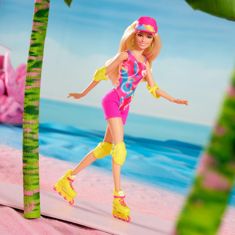 Barbie THE MOVIE , Margot Robbie as Barbie Doll , inLine Skating Outfit, iconic look from the film, neon skate gear, HRB04