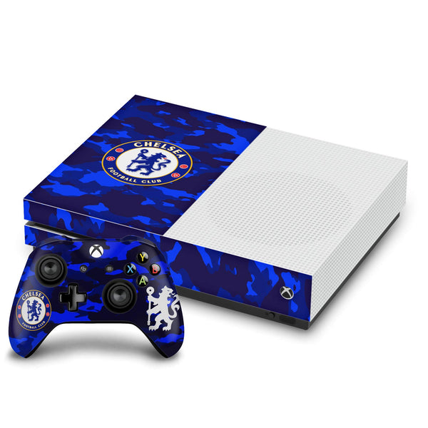 Head Case Designs Officially Licensed Chelsea Football Club Camouflage Mixed Logo Matte Vinyl Sticker Gaming Skin Decal Cover Compatible With Xbox One S Console and Controller Bundle