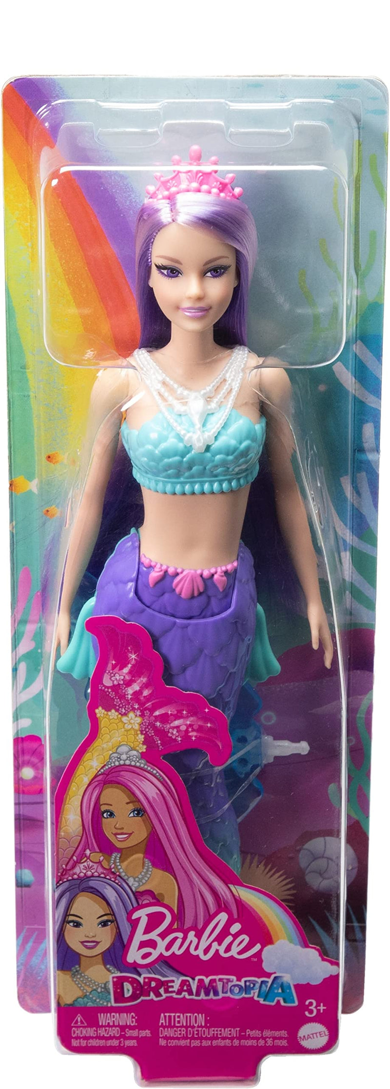 Barbie Dreamtopia Mermaid Doll (Purple Hair) With Blue & Purple Ombre Mermaid Tail and Tiara, Toy for Kids Ages 3 Years Old and Up, HGR10