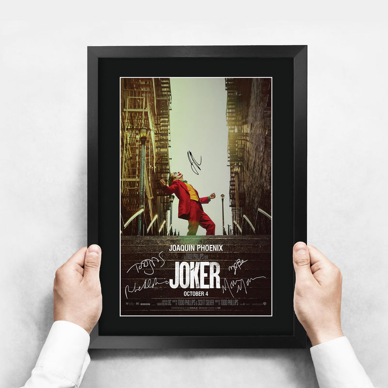 HWC Trading Joker The Cast Joaquin Phoenix Zazie Beetz Marc Maron Todd Phillips Gifts Printed Poster Signed Autograph Picture for Movie Memorabilia Fans - A3 Framed