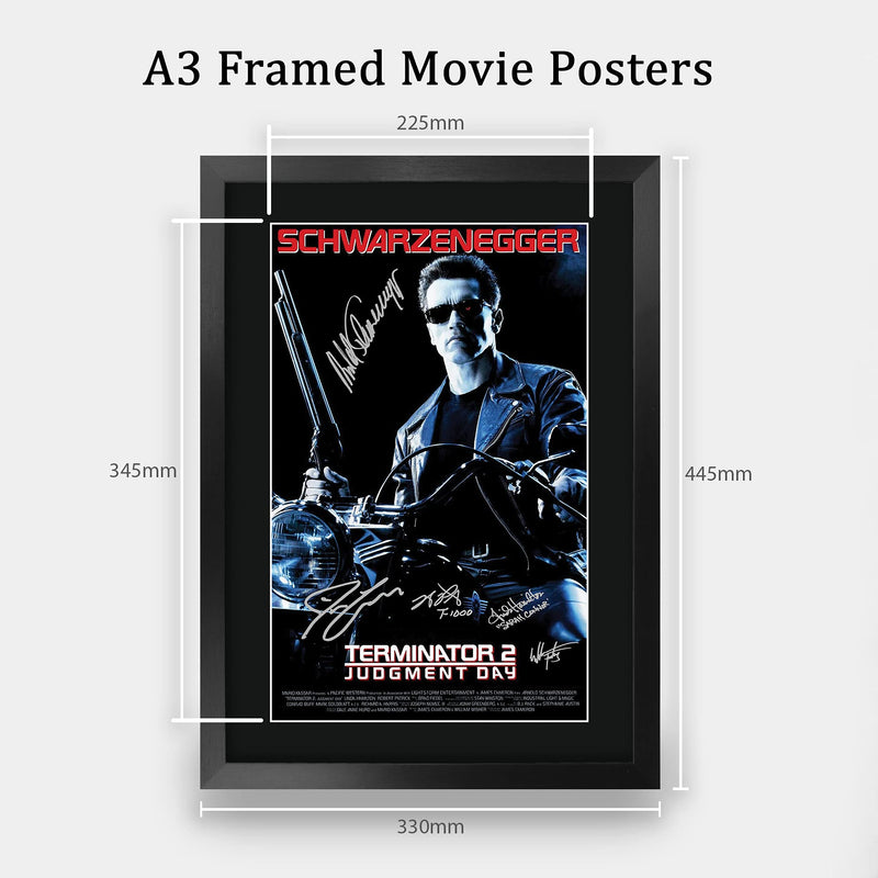 HWC Trading FR A3 Terminator 2 Judgment Day Schwarzenegger Gifts Printed Poster Signed Autograph Picture for Movie Memorabilia Fans - A3 Framed