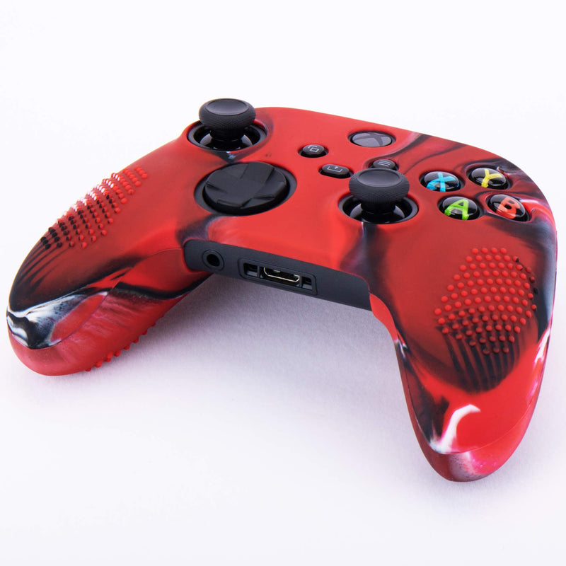 YoRHa Dots Cover Skin Case for Xbox Series X/S Controller x 1(Camouflage Red) with Thumb Grips x 10