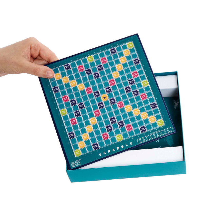 Mattel Games Scrabble Travel Game, Portable and Compact, 2-4 Players, Includes Playing Board, 4 Racks, 100 Letter Tiles, a Tile Bag, and Rules, 10Y+, CJT11(Packaging May Vary)