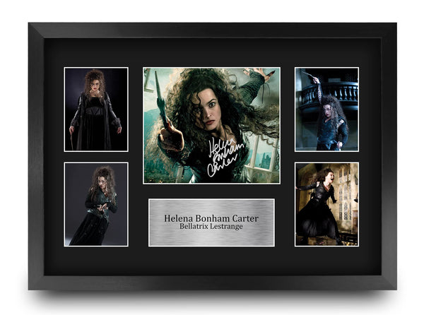 HWC Trading FR A3 Helena Bonham Carter Harry Potter Bellatrix Gifts Printed Signed Autograph Picture Display for Movie Memorabilia Fans - A3 Framed