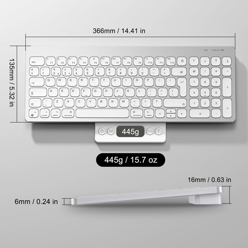 OMOTON Bluetooth Keyboard for Mac, Ultra Slim Portable Wireless Keyboard with Numeric Keypad for Apple MacBook Pro/Air, iMac, iMac Pro, Mac Mini, Mac Pro, QWERTY UK Layout, Silver