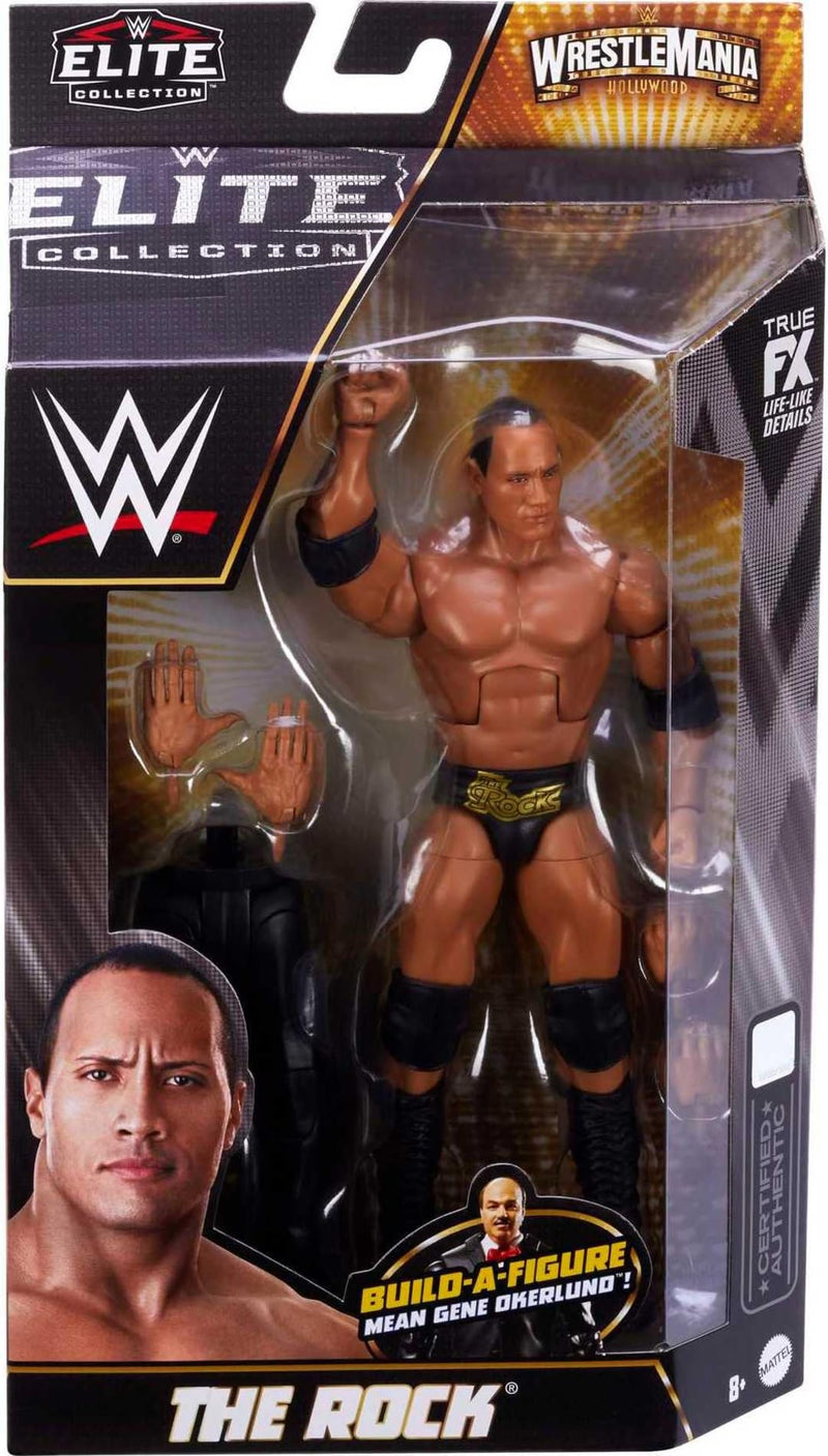 WWE MATTEL Elite Action Figure WrestleMania The Rock with Accessory and “Mean” Gene Okerlund Build-A-Figure Parts, HKP13