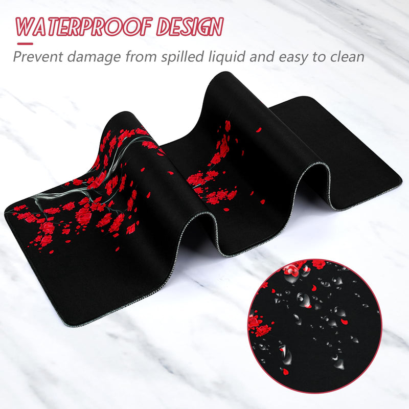 YUWLDD Mouse Pad Gaming Large Desk Pad (31.5 x 11.8 x0.12 inch) Washable Large Mouse Mat, Japanese Mouse Pad with Anti-Slip Rubber Base, Extended Mouse Pad for Office & Home.