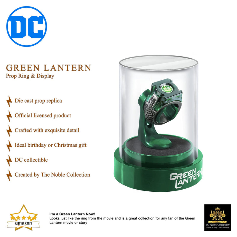 The Noble Collection DC Green Lantern Prop Ring & Display - Die Cast Metal Ring with 4in (10cm) Display Case - Officially Licensed Film Set Movie Props Gifts Jewellery