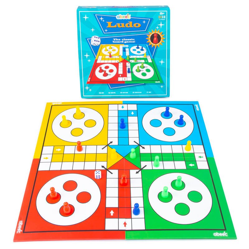 abeec Classic Ludo - Ludo Game Board - Fun Board Games for Kids - Traditional Kids Board Games - 1 x Folding Ludo Board, 16 x Ludo Counters, 1 x Dice - Indoor Games