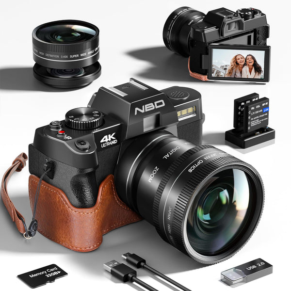NBD 4K Digital Cameras for Photography - 48MP/60FPS Video Camera for Vlogging, WiFi & App Control, YouTube Vlogging Camera with 32GB TF Card,2 Batteries