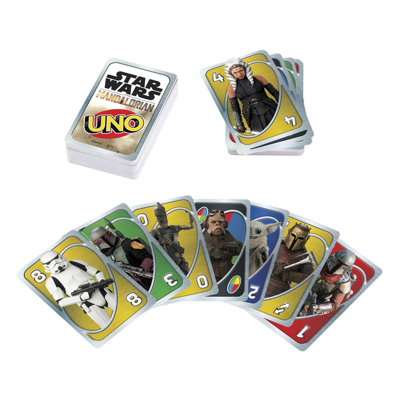 UNO Star Wars The Mandalorian in Storage Tin, Themed Deck & Special Rule, Gift for Kid, Adult & Family Game Nights, Ages 7 Years Old & Up, HJR23