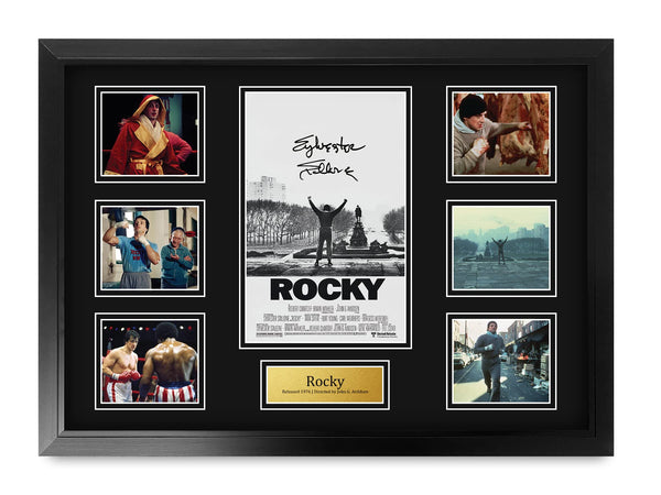 HWC Trading FR A2 Rocky 1 Gifts Printed Signed Autograph Presentation Display Montage for Movie Memorabilia Fans - A2 Framed