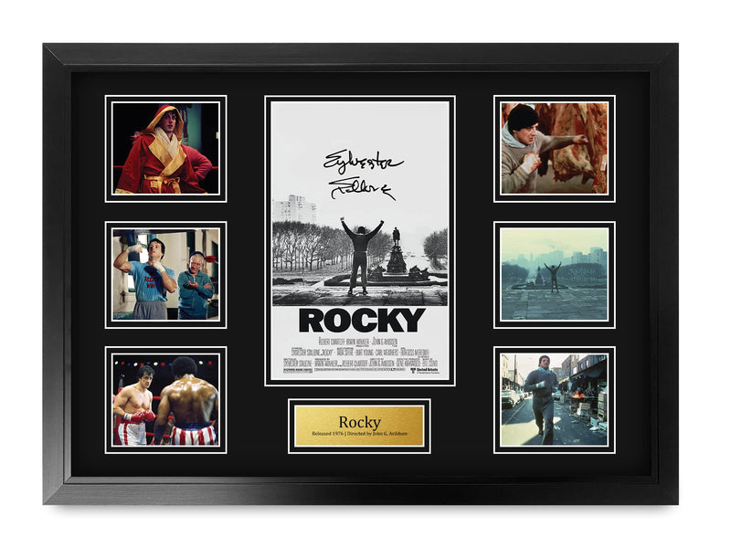 HWC Trading FR A2 Rocky 1 Gifts Printed Signed Autograph Presentation Display Montage for Movie Memorabilia Fans - A2 Framed