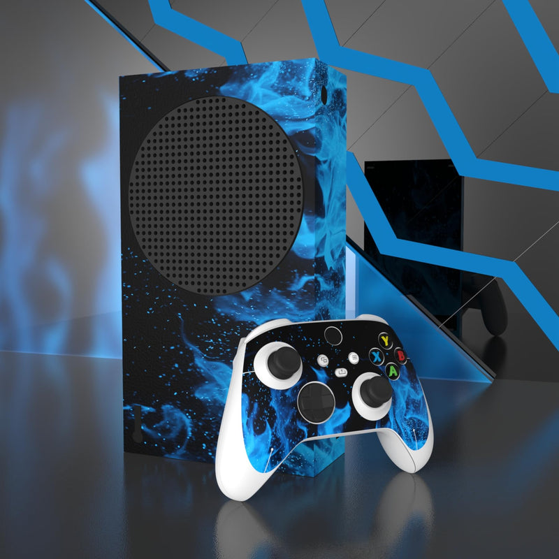 PlayVital Blue Flame Custom Vinyl Skins for Xbox Series S, Wrap Decal Cover Stickers for Xbox Series S Console Controller