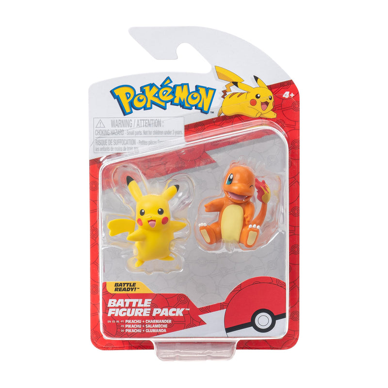 Pokémon Battle Figure First Partner 2 Pack - 2-Inch Charmander and Pikachu Battle Figures with Authentic Details