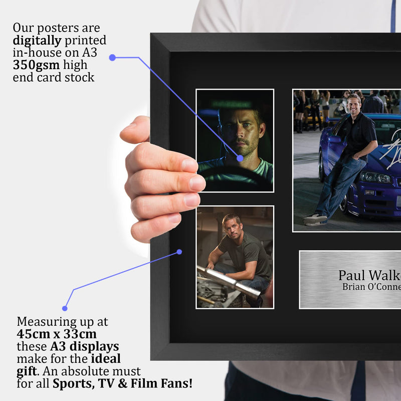 HWC Trading FR A3 Paul Walker Fast and Furious Gifts Printed Signed Autograph Picture Display for Movie Memorabilia Fans - A3 Framed