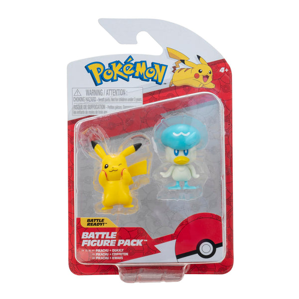 Pokémon Battle Figure First Partner 2 Pack - 2-Inch Quaxly and Pikachu Battle Figures with Authentic Details