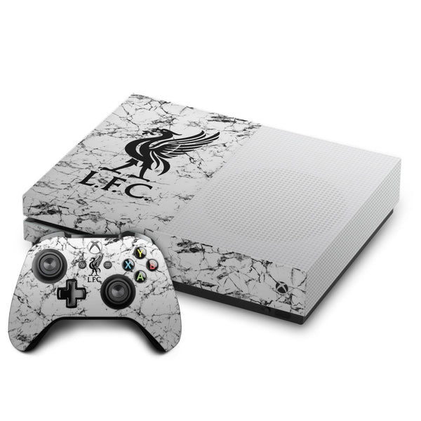 Head Case Designs Officially Licensed Liverpool Football Club Black Liver Bird Marble Art Vinyl Sticker Gaming Skin Decal Cover Compatible With Xbox One S Console and Controller Bundle