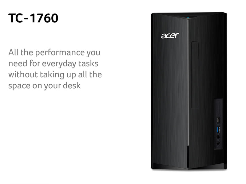 Acer Aspire TC-1760 Desktop PC - (Intel Core i3-12100, 8GB, 2TB HDD, Wireless Keyboard and Mouse, Windows 11, Black)