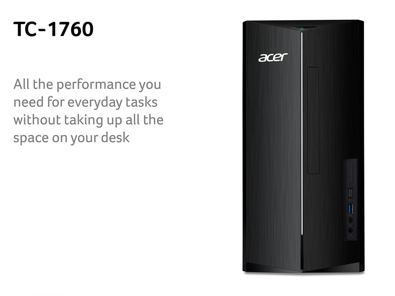 Acer Aspire TC-1760 Desktop PC - (Intel Core i5-12400, 8GB, 2TB HDD, Wireless Keyboard and Mouse, Windows 11, Black)