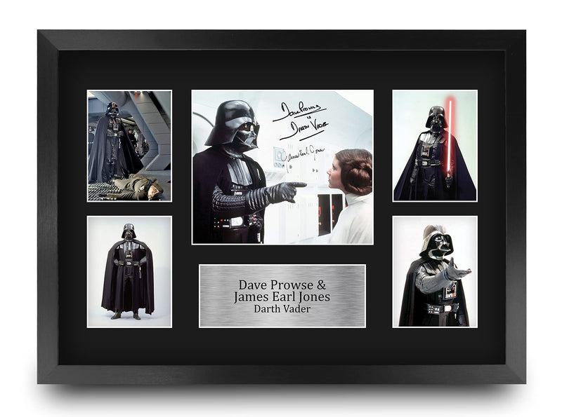 HWC Trading FR A3 Dave Prowse & James Earl Jones Star Wars Darth Vader Gifts Printed Signed Autograph Presentation Display for Movie Memorabilia Fans - A3 Framed