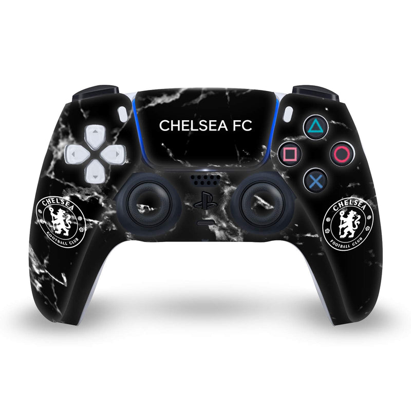 Head Case Designs Officially Licensed Chelsea Football Club Black Marble Mixed Logo Matte Vinyl Faceplate Sticker Gaming Skin Decal Cover Compatible With Sony PlayStation 5 PS5 DualSense Controller