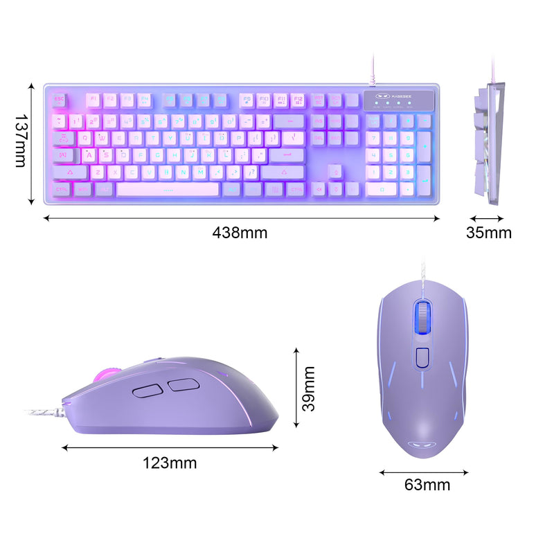 MageGee Gaming Keyboard and Mouse Combo, K1 RGB LED Backlit Keyboard with 104 Key Computer PC Gaming Keyboard for PC/Laptop (Purple)