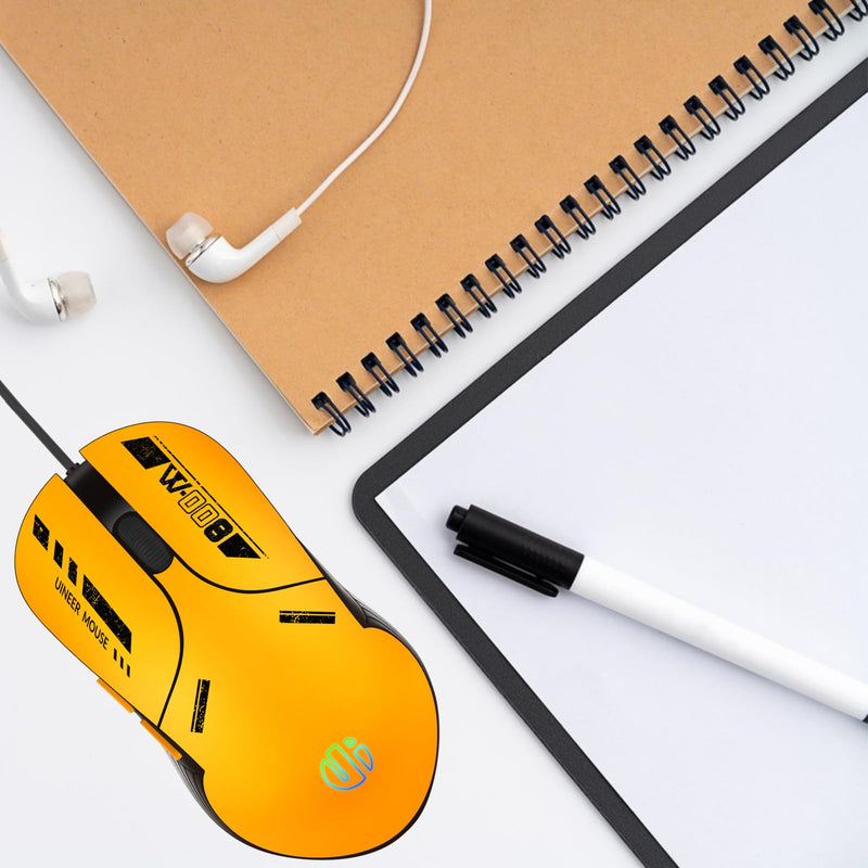 Wired Mouse, USB Wired Mouse with Silent Click, 4800DPI Adjustable & 6 Programmable Buttons, Optical tracking, Ergonomic Design, USB mouse for PC Laptop Computer(Yellow)
