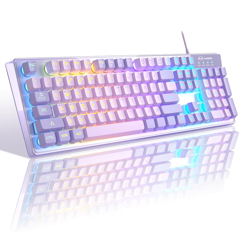 MageGee Gaming Keyboard and Mouse Combo, K1 RGB LED Backlit Keyboard with 104 Key Computer PC Gaming Keyboard for PC/Laptop (Purple)