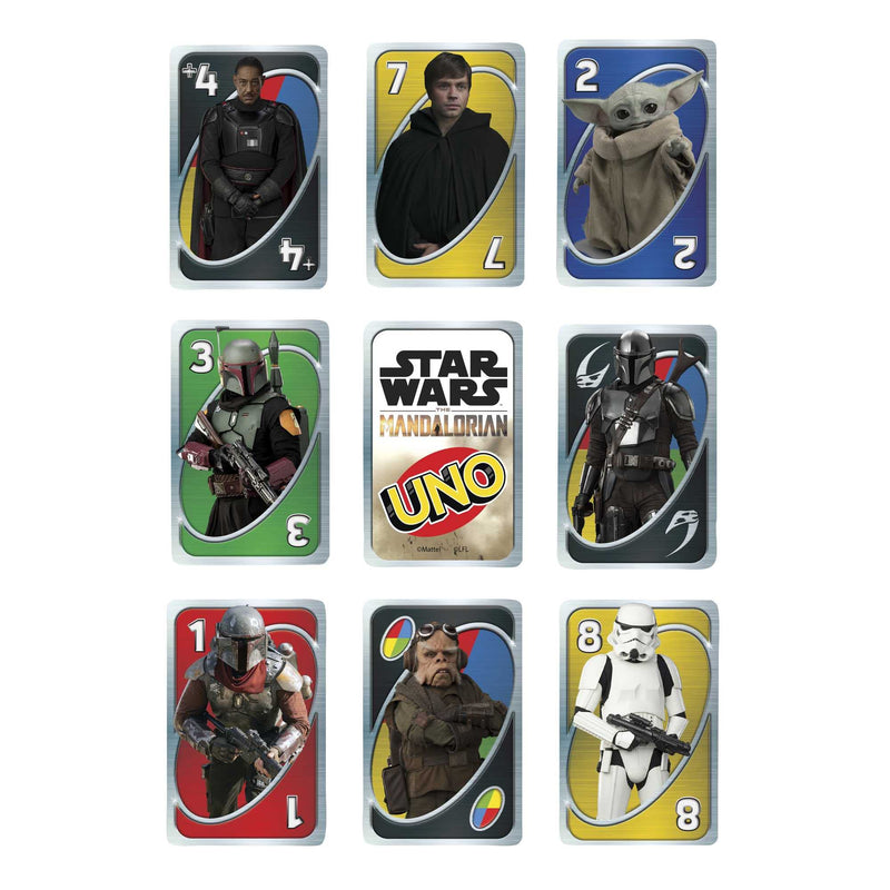 UNO Star Wars The Mandalorian in Storage Tin, Themed Deck & Special Rule, Gift for Kid, Adult & Family Game Nights, Ages 7 Years Old & Up, HJR23