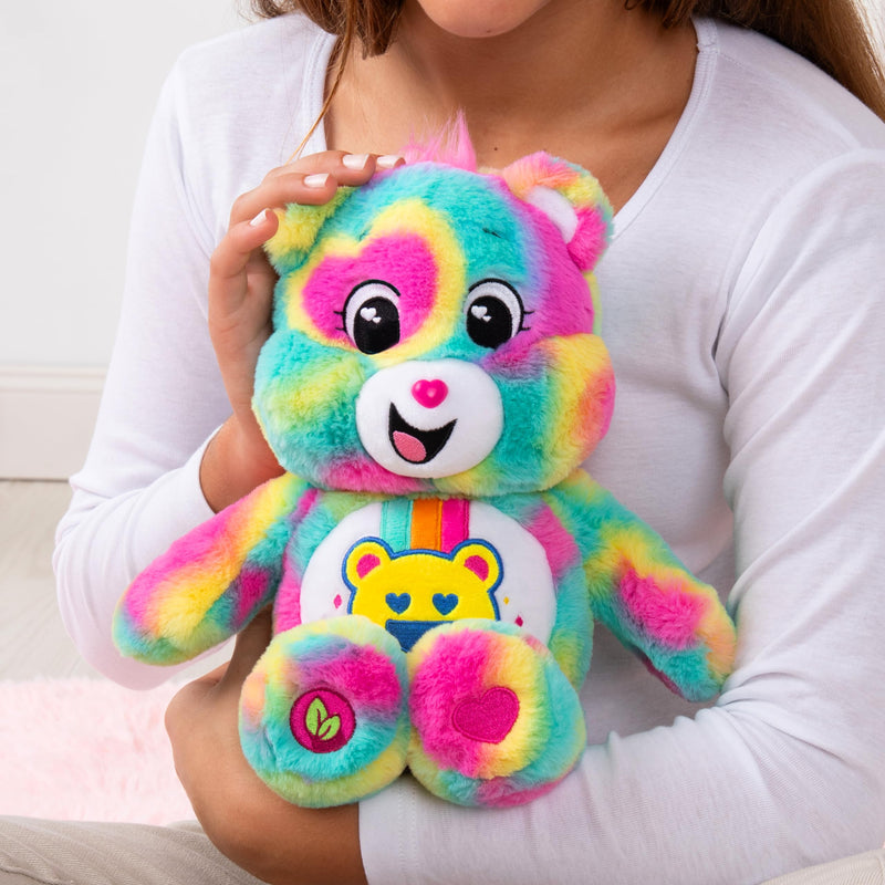 Care Bears , Good Vibes Bear 35cm Medium Plush , Eco Friendly, Collectable Cuddly Toys for Children, Soft Toys for Girls Boys, Cute Teddies Suitable for Girls and Boys Ages 4+ , Basic Fun 22684