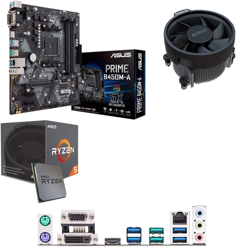 Components4All AMD Ryzen 5 2600X 3.6GHz (Turbo 4.2GHz) Six Core Twelve Thread CPU, ASUS Prime B450M-A Motherboard Pre-Built Bundle NO RAM