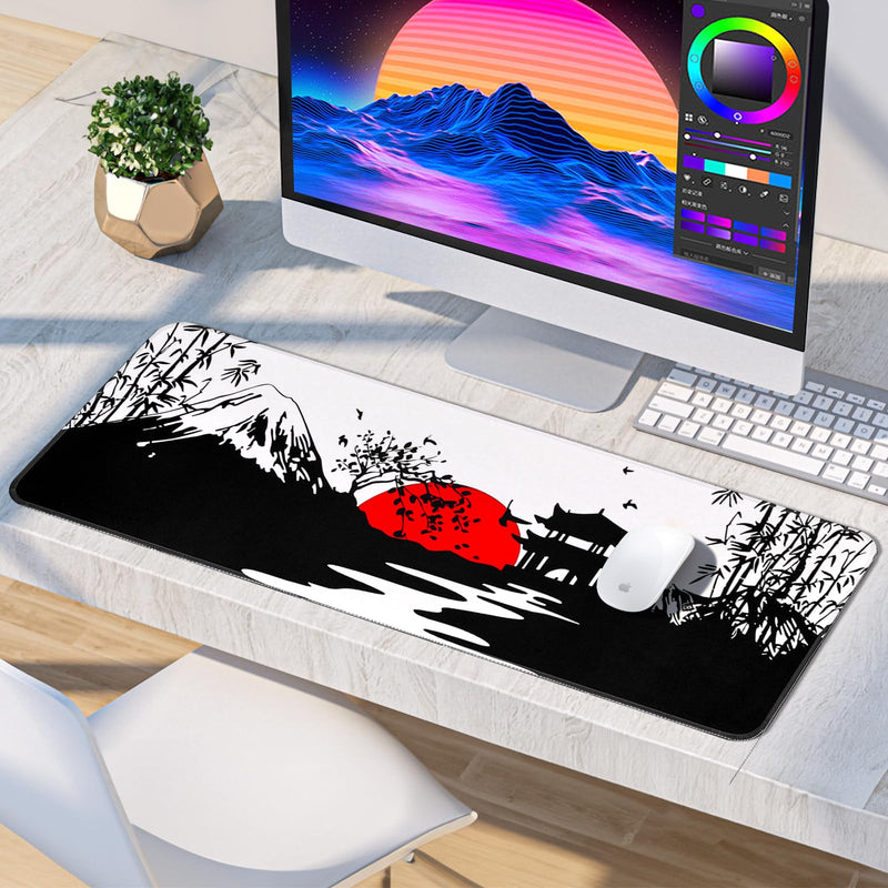 YUWLDD Mouse Pad Gaming Large Desk Pad (31.5 x 11.8 x0.12 inch) Washable Large Mouse Mat, Japanese Mouse Pad with Anti-Slip Rubber Base, Extended Mouse Pad for Office & Home.