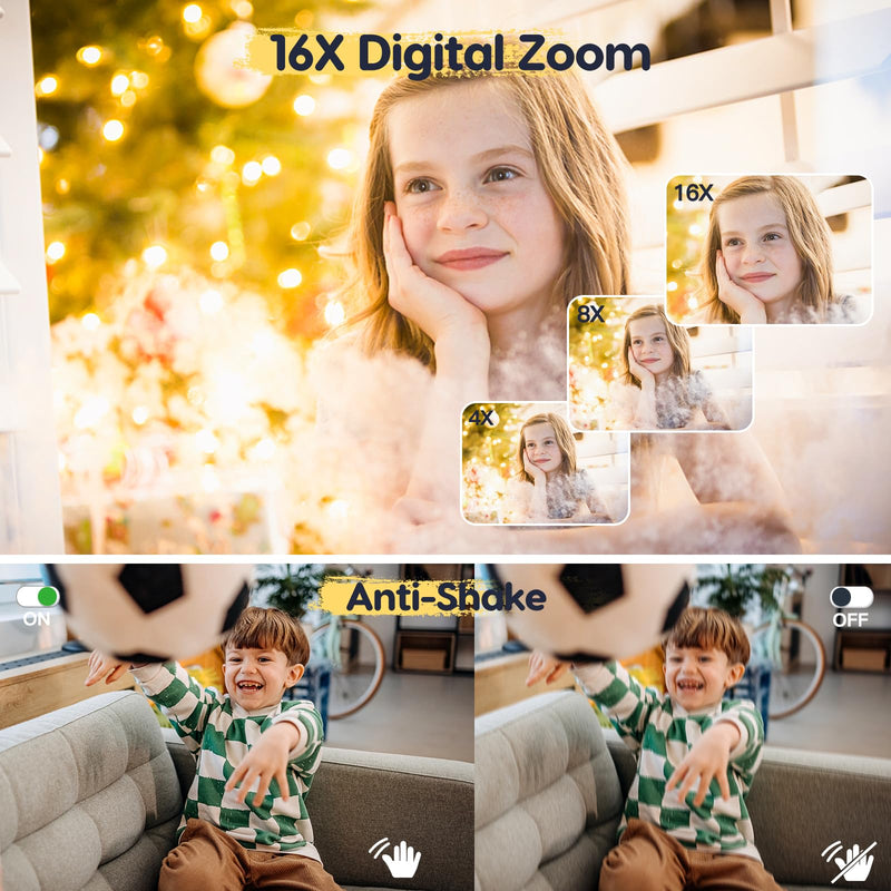 Digital Camera 1080P FHD Compact Camera 44MP Camera 16X Digital Zoom Simple Vlogging Camera Portable Digital Camera for Kids Teen Students Seniors Beginner (Black)