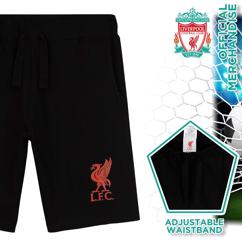 Liverpool F.C. Boys Shorts, Casual Cotton Jogger Shorts, Official Merchandise Liverpool Football Club Gifts for Boys & Teenagers (Red/Black, 7-8 Years)