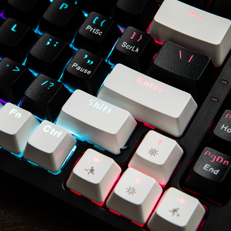 RWT82 Mechanical Keyboard, 80% Wired Gaming Keyboard, 10+ LED Rainbow Light Settings, Red Switch Hot Swappable Keyboard, 82 Black and White Keys