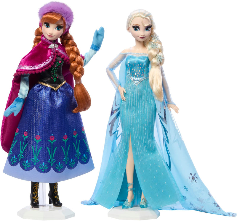 Mattel Disney Frozen Anna and Elsa Collector Dolls to Celebrate Disney 100 Years of Wonder, Inspired by Disney Frozen Movie, Gifts for Kids and Collectors