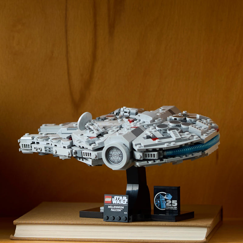 LEGO Star Wars Millenium Falcon 25th Anniversary Set for Adults, Collectible A New Hope Starship Vehicle Model Kit, Home or Office Décor, Birthday Gifts for Men, Women and Fans 75375