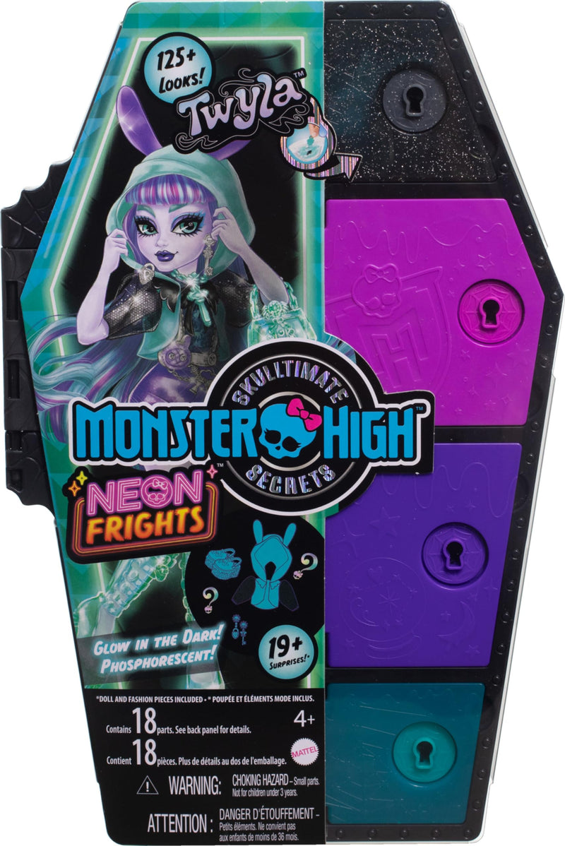 Monster High Doll and Fashion Set, Twyla Doll, Skulltimate Secrets: Neon Frights, Dress-Up Locker with 19+ Surprises, HNF82