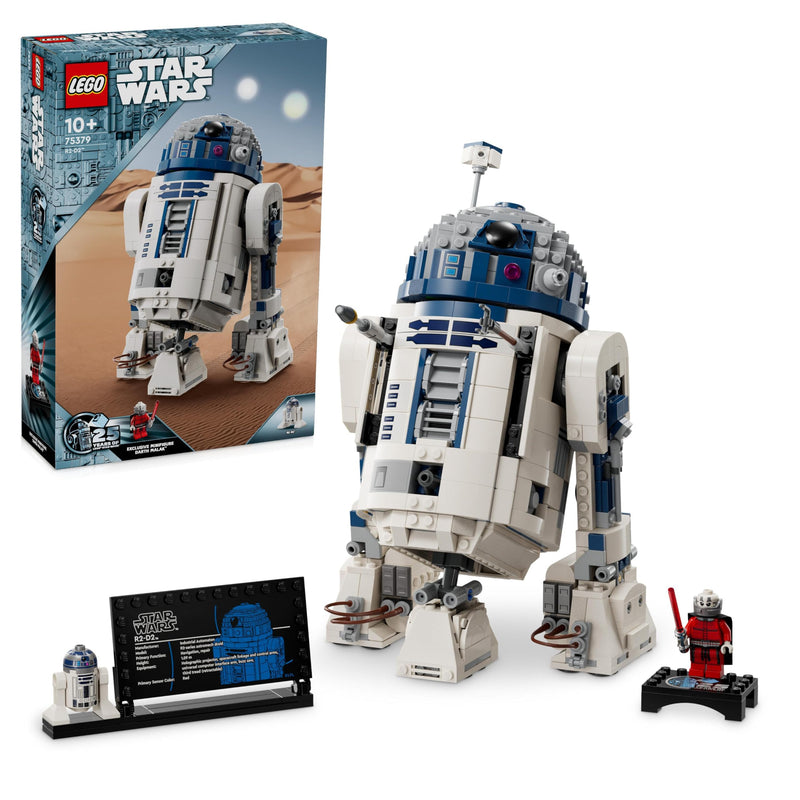 LEGO Star Wars R2-D2 Model Set, Buildable Toy Droid Figure for 10 Plus Year Old Kids, Boys & Girls, with 25th Anniversary Darth Malek Minifigure and Decoration Plaque, Memorabilia Gift Idea 75379