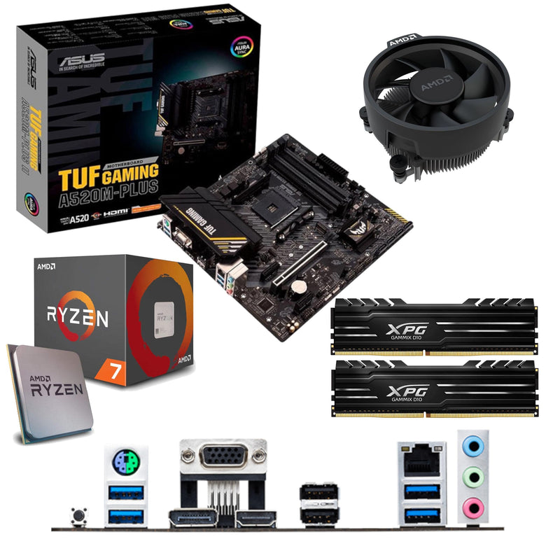 Components4All AMD Ryzen 7 5700G 3.8Ghz (Turbo 4.6Ghz) 8 Core 16 Thread CPU with Radeon Vega Graphics, ASUS TUF GAMING A520M-PLUS Motherboard & 16GB 3000Mhz ADATA D10 DDR4 RAM Pre-Built Bundle