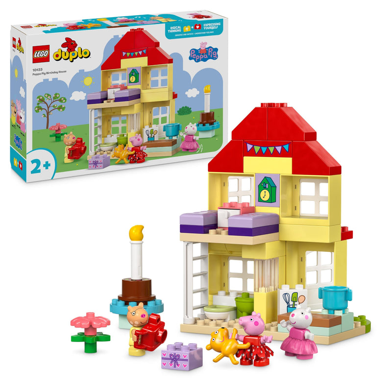 LEGO DUPLO Peppa Pig Birthday House Playset, Toddler Learning Toys for 2 Plus Year Old Girls & Boys with 3 Figures Incl. Pedro Pony and Suzy Sheep, plus Peppa's Teddy, Gift Idea 10433