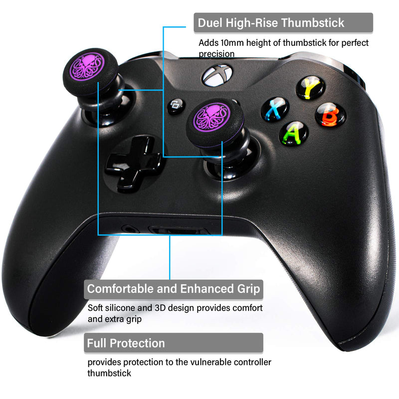 Playrealm FPS Thumbstick Extender & Printing Rubber Silicone Grip Cover 2 Sets for Xbox Series X/S & Xbox One Controller (Cthulhu Secret)