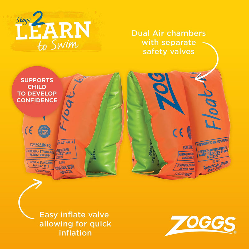 Zoggs Kid's Float Bands, Swimming Armbands for Kids, Orange, 1-3 Years, 11-18 kg