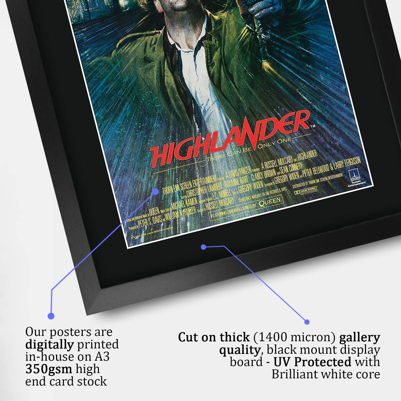 HWC Trading FR A3 Highlander Christopher Lambert Gifts Printed Poster Signed Autograph Picture for Movie Memorabilia Fans - A3 Framed