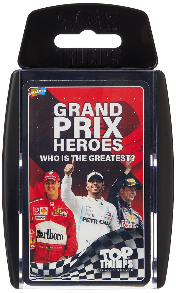 Top Trumps Grand Prix Heroes Classic Card Game, learn facts about racing drivers including Sebastian Vettel, Lewis Hamilton and Daniel Ricciardo, gift and toy for boys and girls aged 6 plus