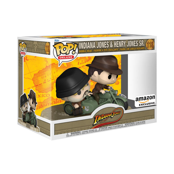 Funko Pop! Ride Super Deluxe: IJ&TLC - Indiana Jones - Indy and Sr. With Bike - Indiana Jones - Amazon Exclusive - Collectable Vinyl Figure - Gift Idea - Official Merchandise - Toys for Kids & Adults