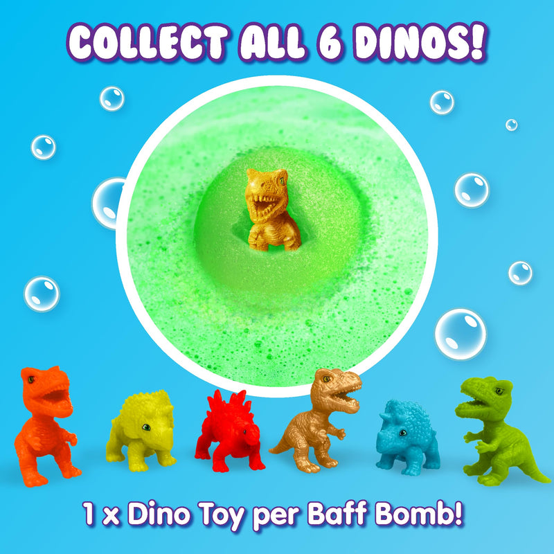 Zimpli Kids Large Dino Surprise Bath Bomb, 6 Surprise Dinosaur Toys to Collect in Total, One Per Bath Bomb, Children's Fizzing Toy, Birthday Gift for Boys & Girls, Stocking Filler Present