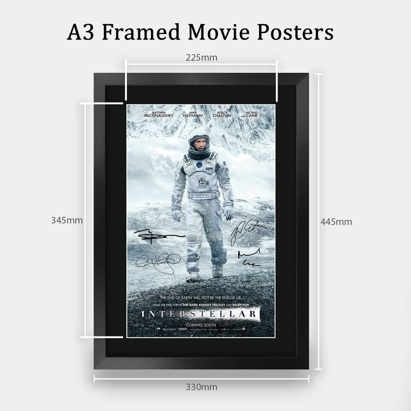 HWC Trading FR A3 Interstellar Matthew McConaughey, Anne Hathaway Gifts Printed Poster Signed Autograph Picture for Movie Memorabilia Fans - A3 Framed