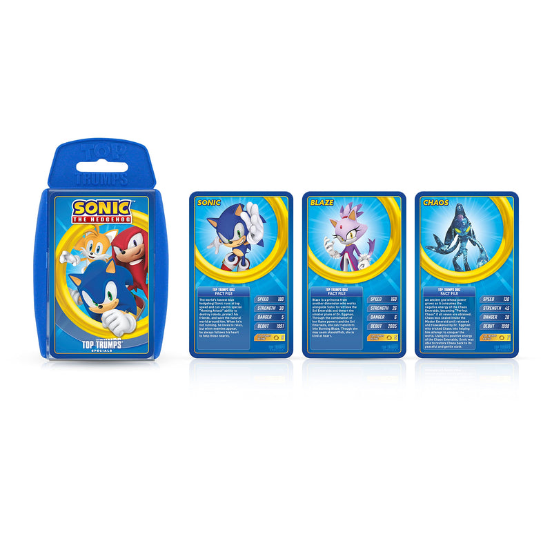 Top Trumps Sonic The Hedgehog Specials Card Game, play with Tail, Knuckles, Eggman, Chaos, Blaze and Chaos from the iconic Sega MegaDrive game, educational gift and toy for boys and girls aged 6 plus